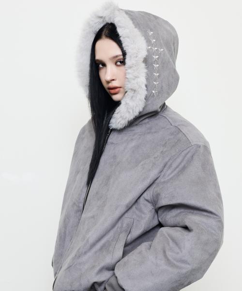EV REVERSIBLE FUR HOOD(GRAY)