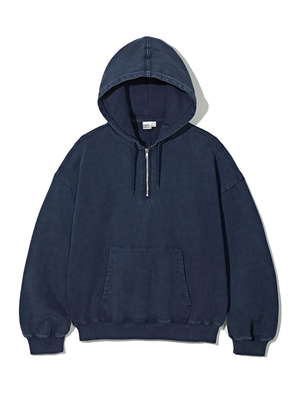VTG Washed Pullover Zip Up Hoodie_Navy
