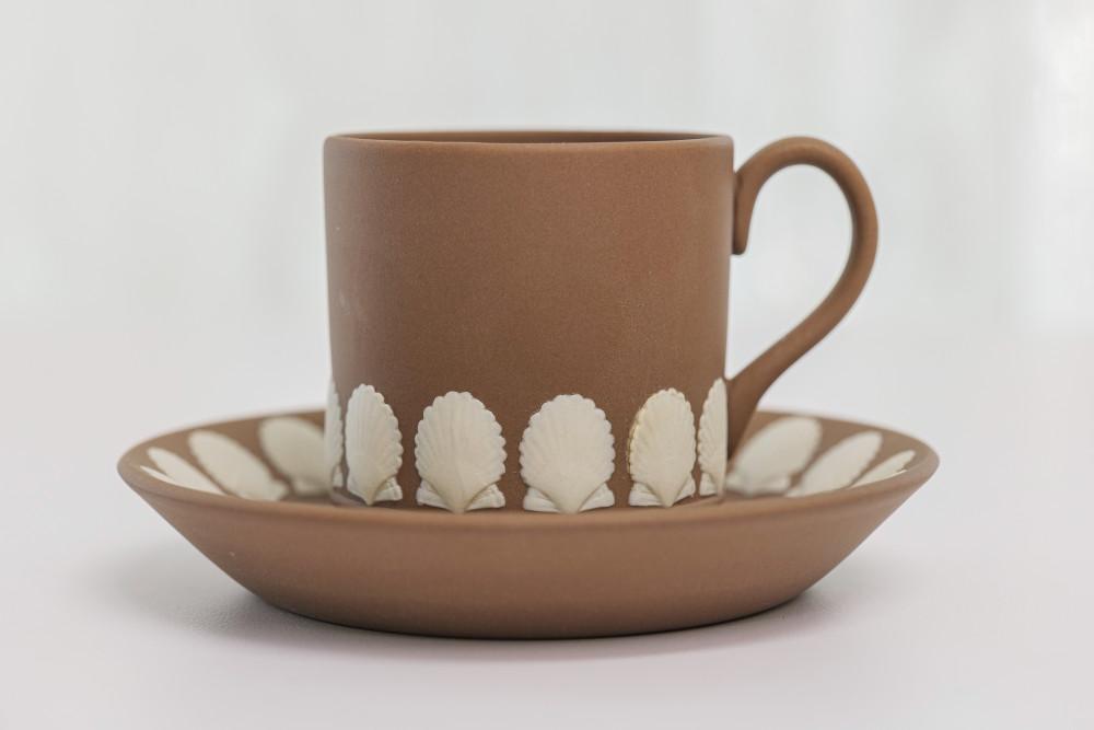 [중고] 빈티지 웨지우드 제스퍼웨어 브라운 데미타세 듀오