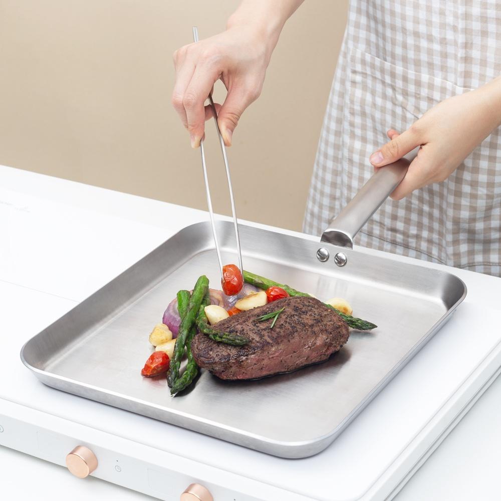 벨라쿠진 29cm 통3중 스텐 그리들 사각 프라이팬