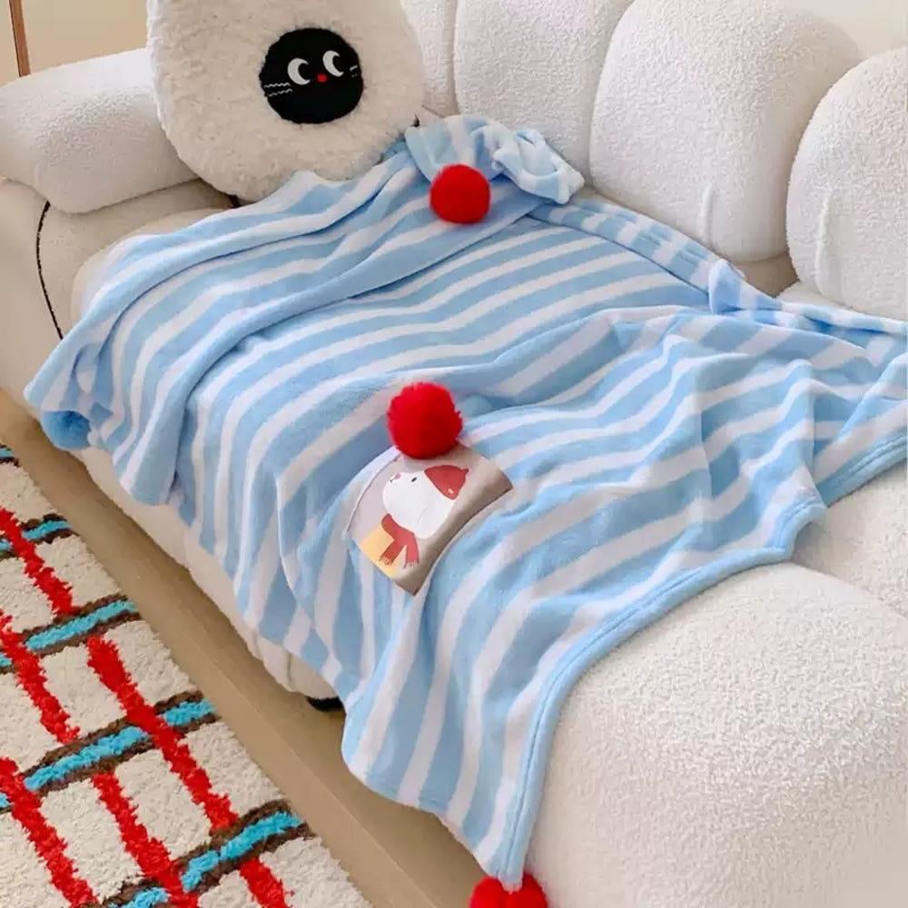 헤이유드 블루 스트라이프 무릎담요 귀여운 소파이불 100x150cm
