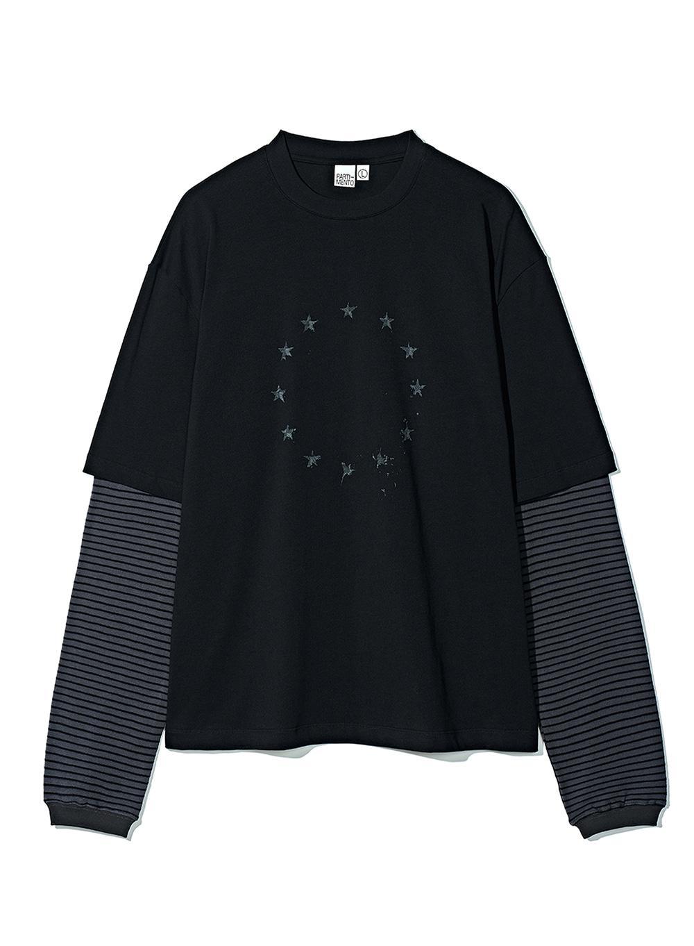Circle Star Layered Long Sleeve_Black