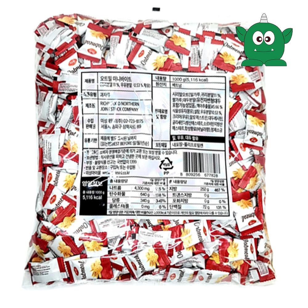 Richy 오트밀 미니바이트 귀리 대용량 곡물과자 인간사료 1kg 1000g 400입