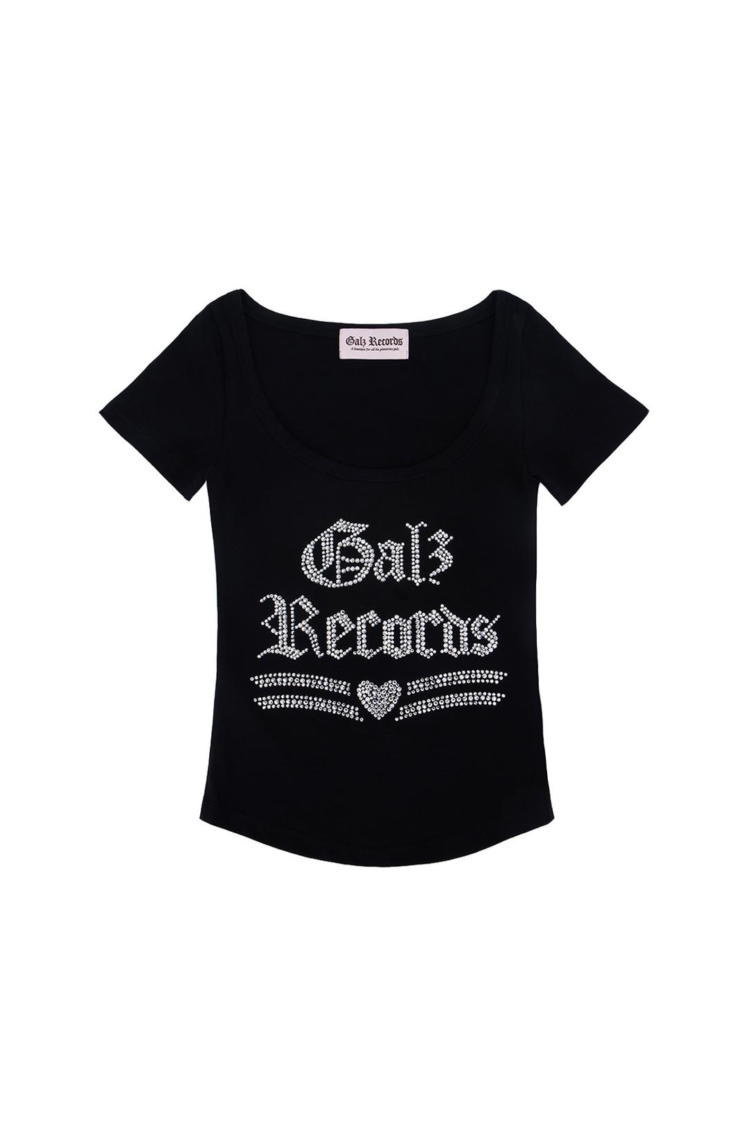 GalzRecords glitter t shirt black