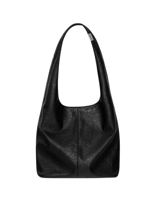 G LEATHER SHOULDER BAG (BLACK)