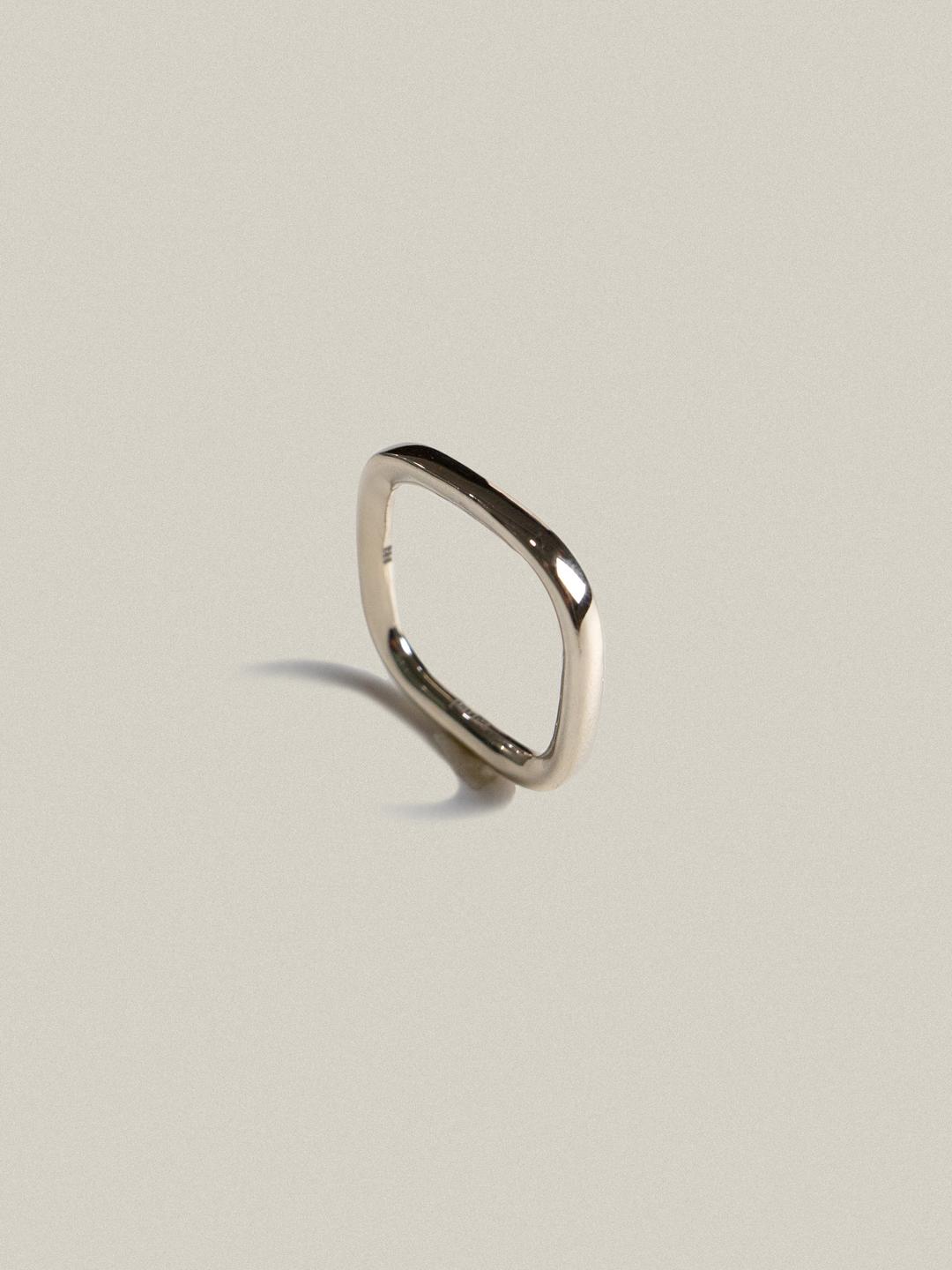 14K Square Border Ring - Champagne