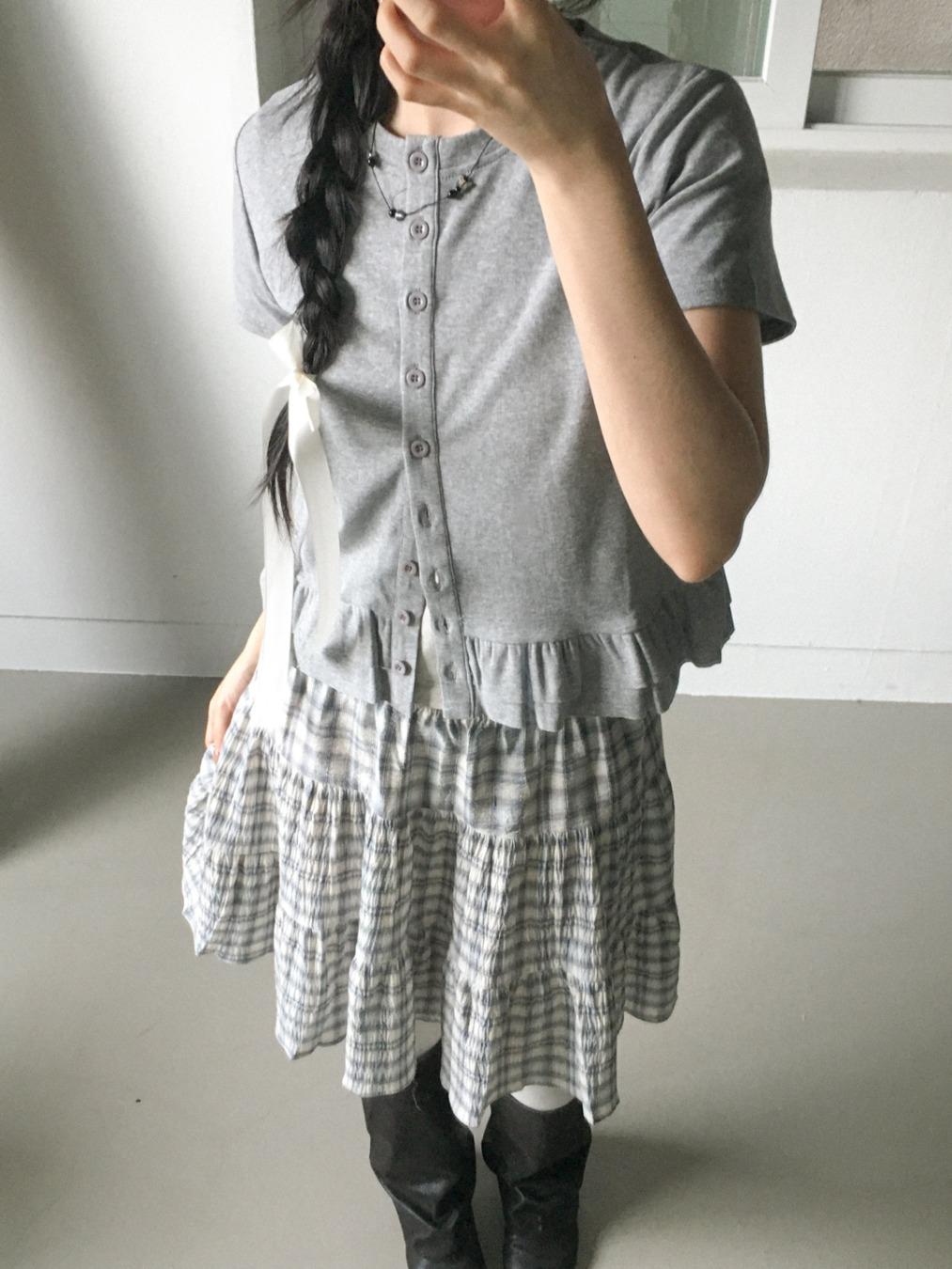 frill short sleeve cardigan y0038