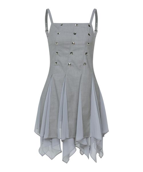 스터드 고뎃 드레스 (그레이)