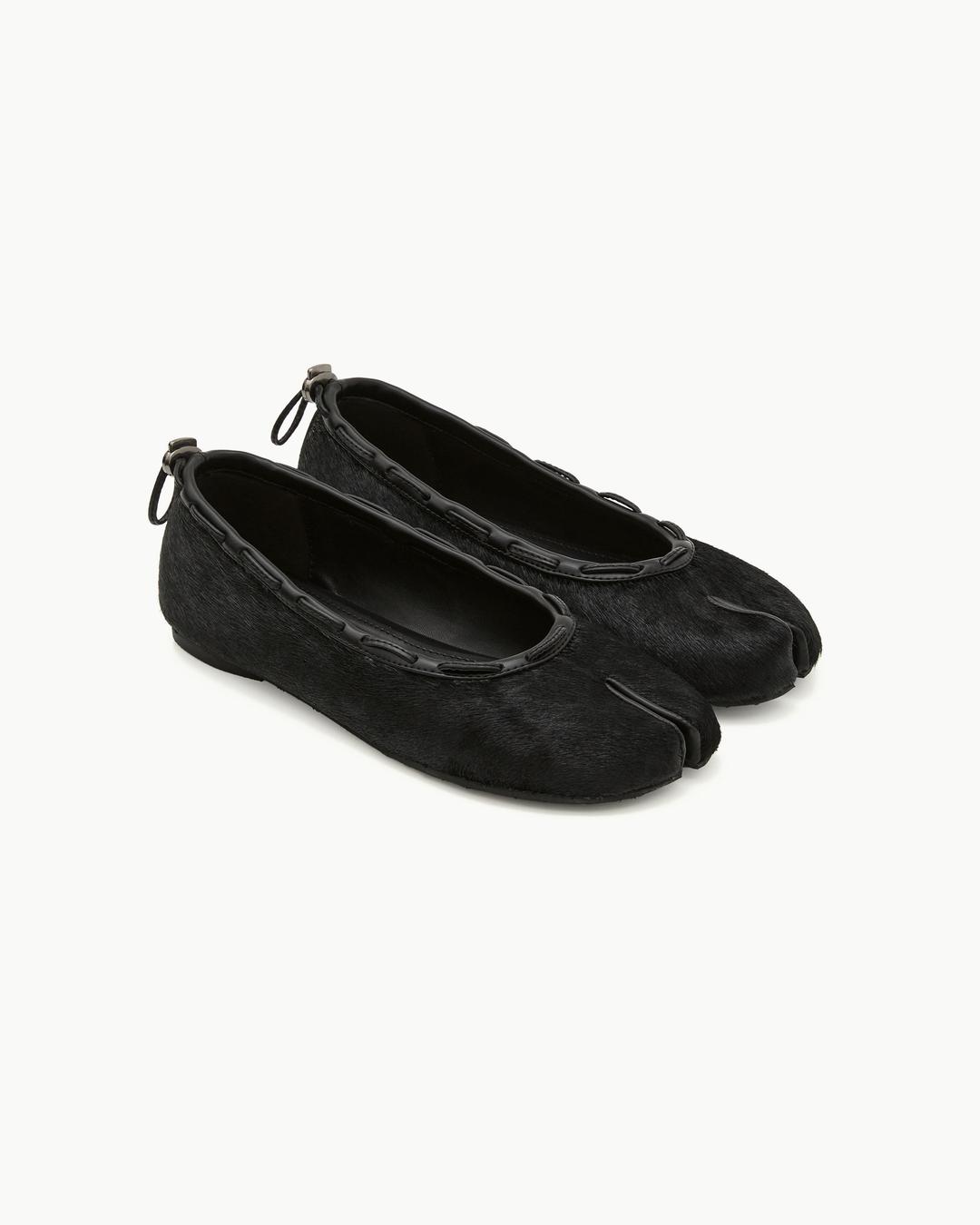 Calf String Flat /  Calf  Hair Black