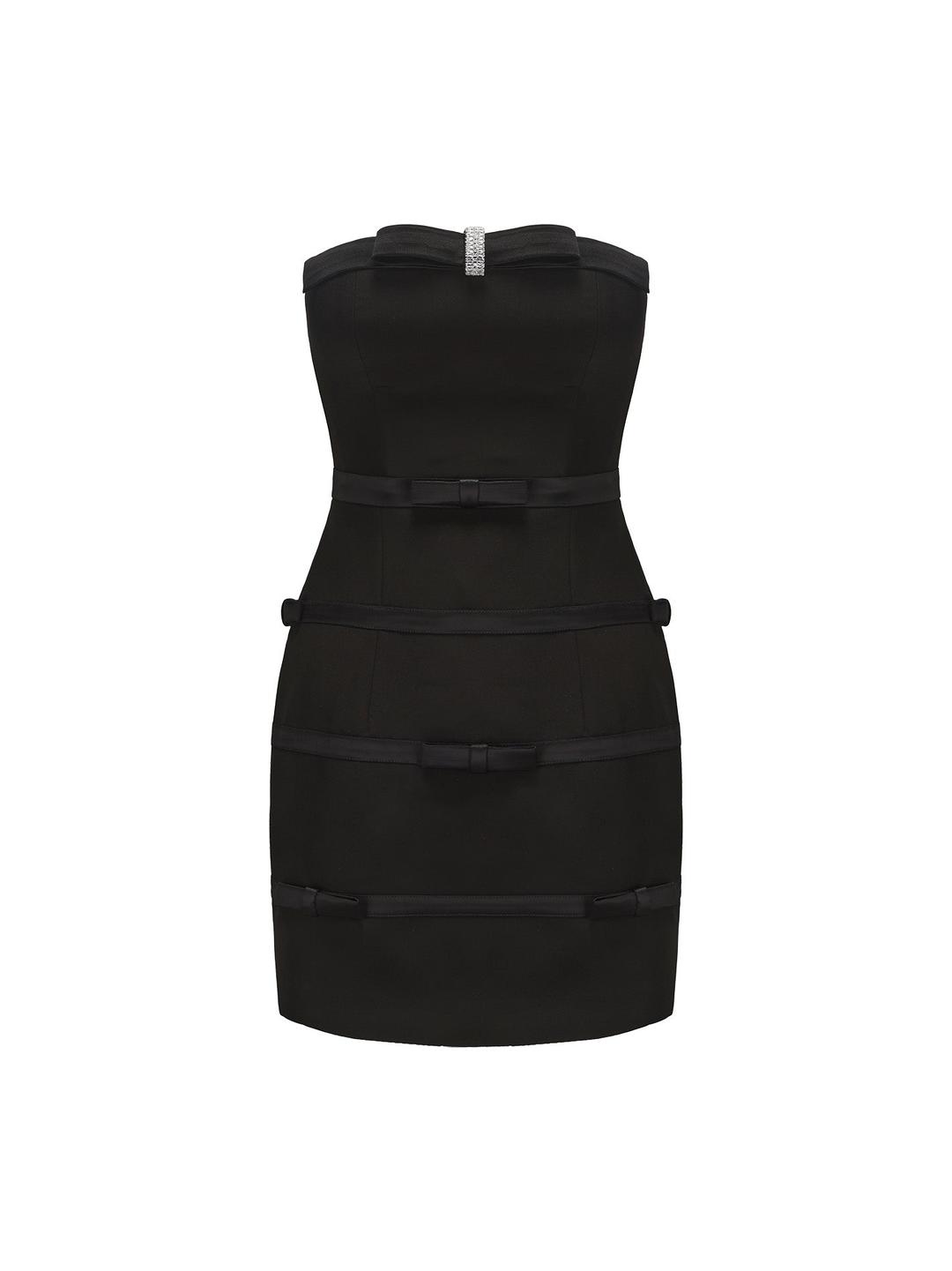 Lucie Bow Dress (Black) - Black / XS