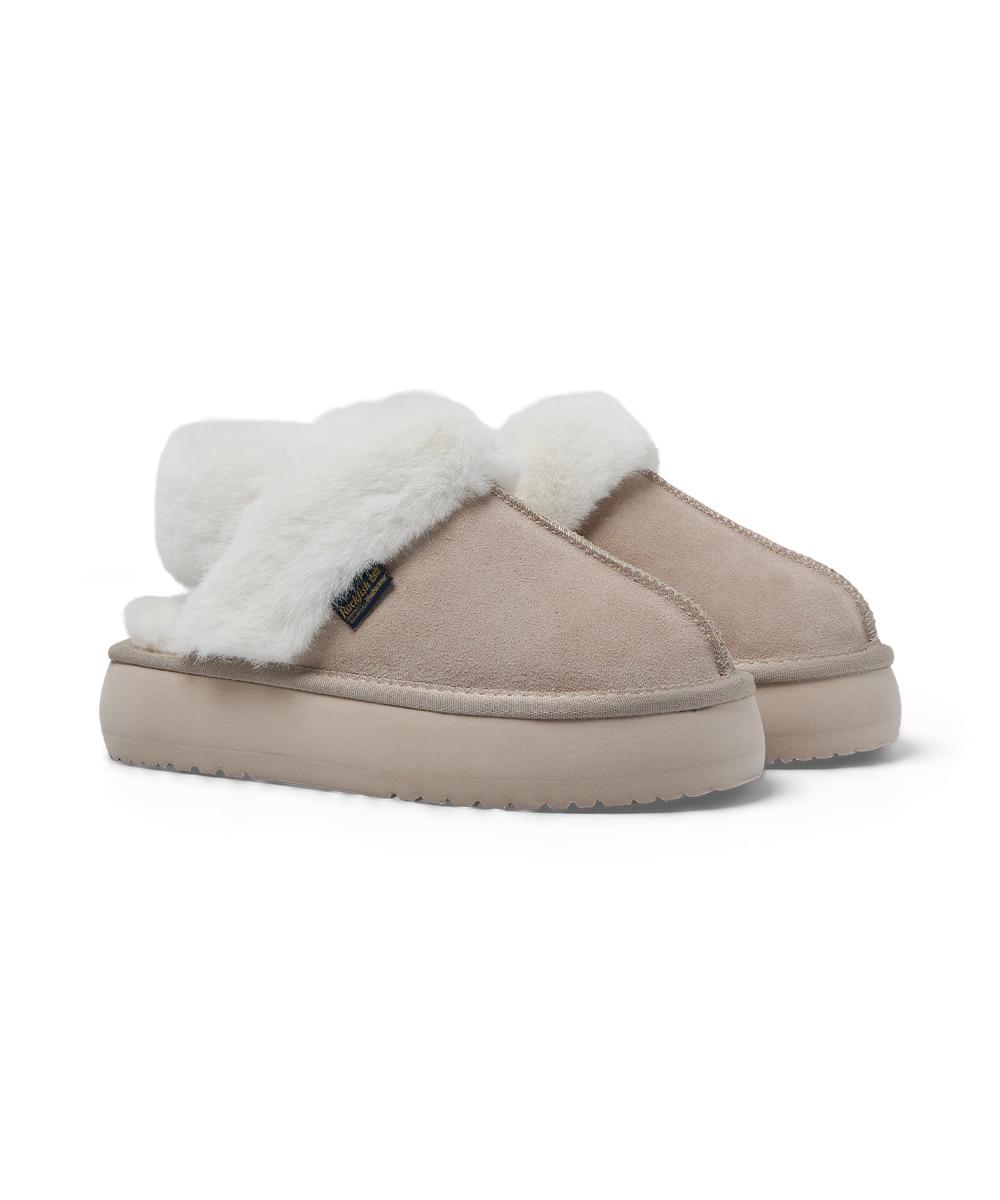CLOUDY FLATFORM FUR SLINGBACKS - PINK