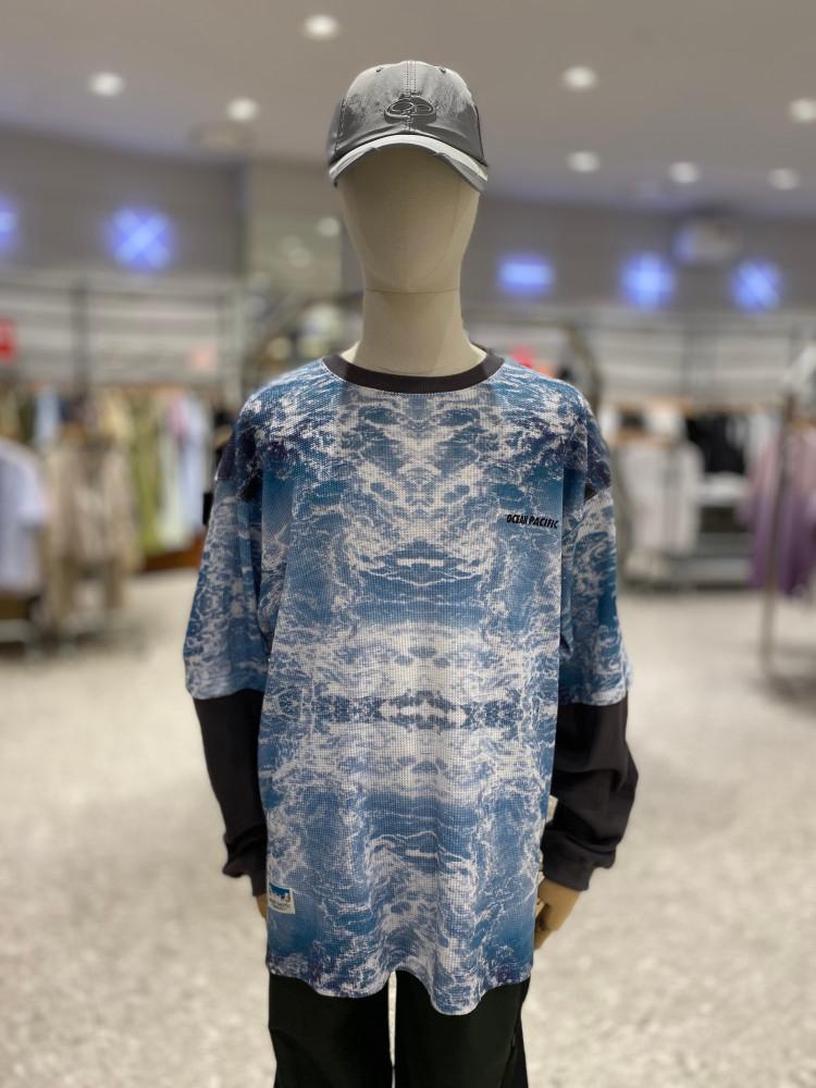 오션퍼시픽 ARTWORK PRINT WAFFLE LAYERESD LONG SLEEVE TEE (WOPC6SHLSZ02)