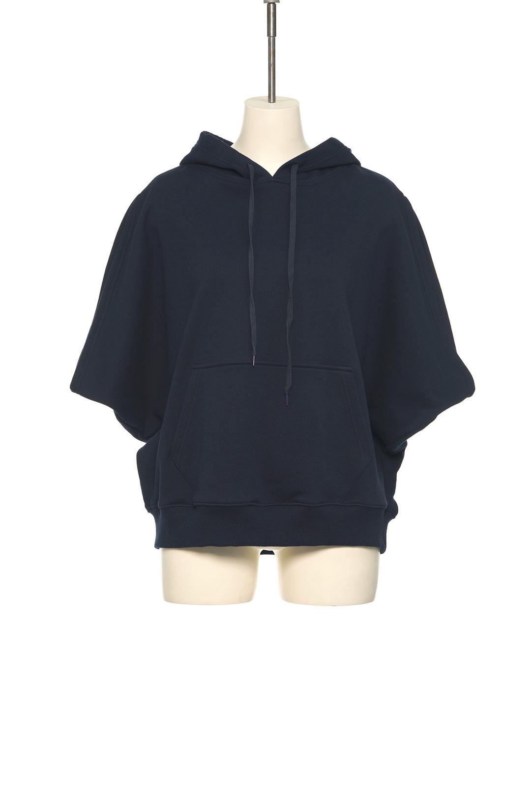 SS25 NAVY RELAXED CROPPED HOODIE