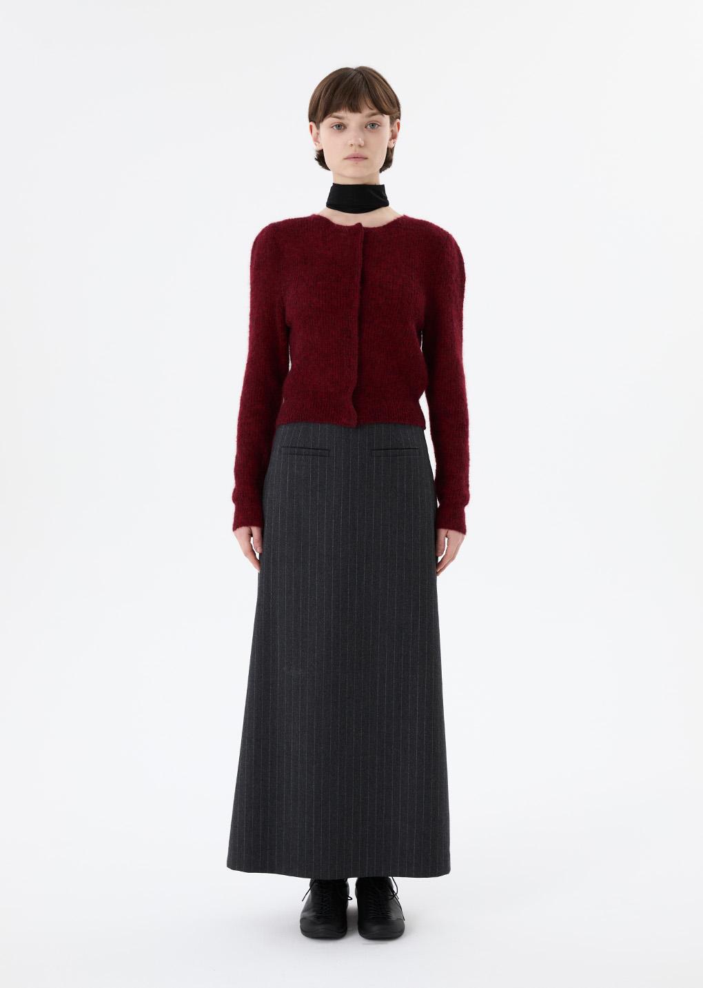 round neck sheer cardigan, red