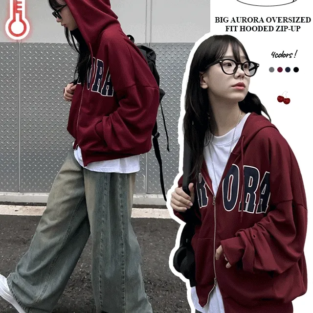 *기모추가* 1+1할인[MADE/간절기아우터] 빅오로라 오버핏 후드집업