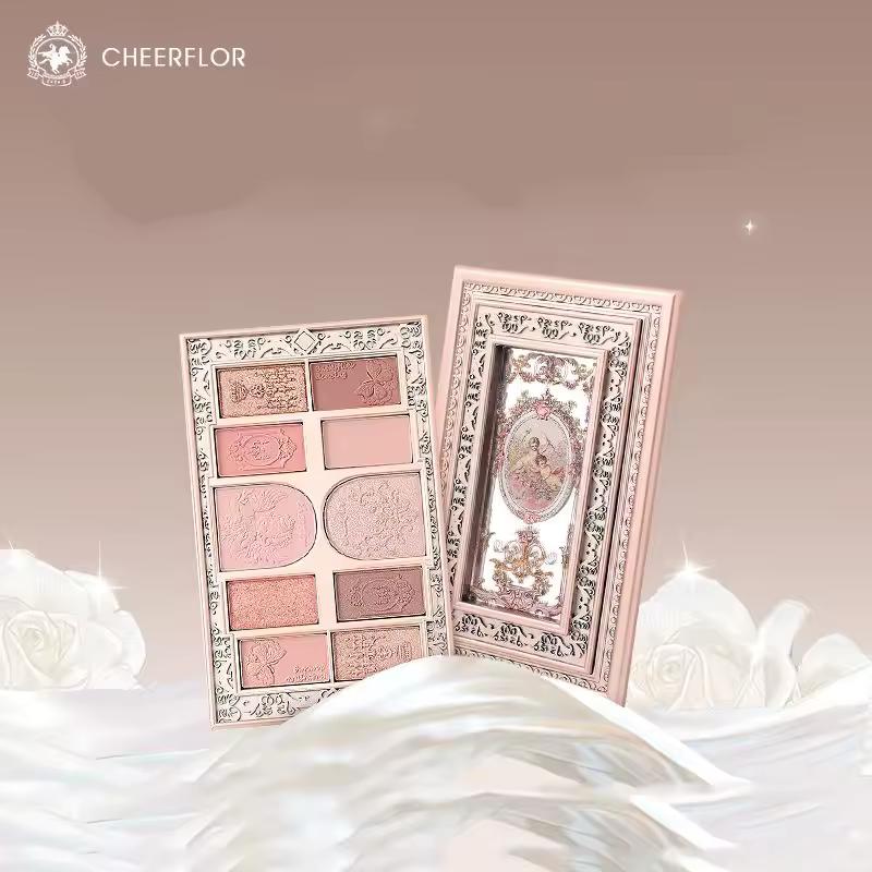 CHEERFLOR 엔젤 아이섀도 팔레트 글리터 매트 하이라이터 블러쉬 컨투어 3-in-1 액자 컬렉션 페이스 팔레트 10색