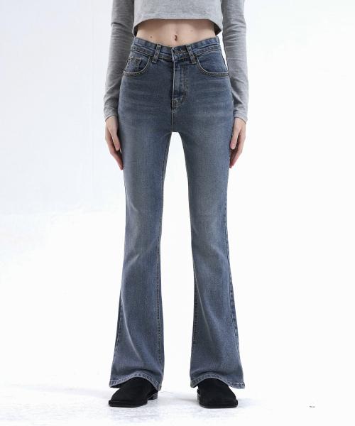 7160 캣 브러쉬 슬림 진청 부츠컷 데님팬츠