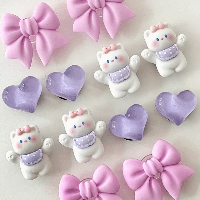 보라 고양이 세트 (6p/12p) / 러블리 귀여운 슬리퍼 실내화 신발꾸미기