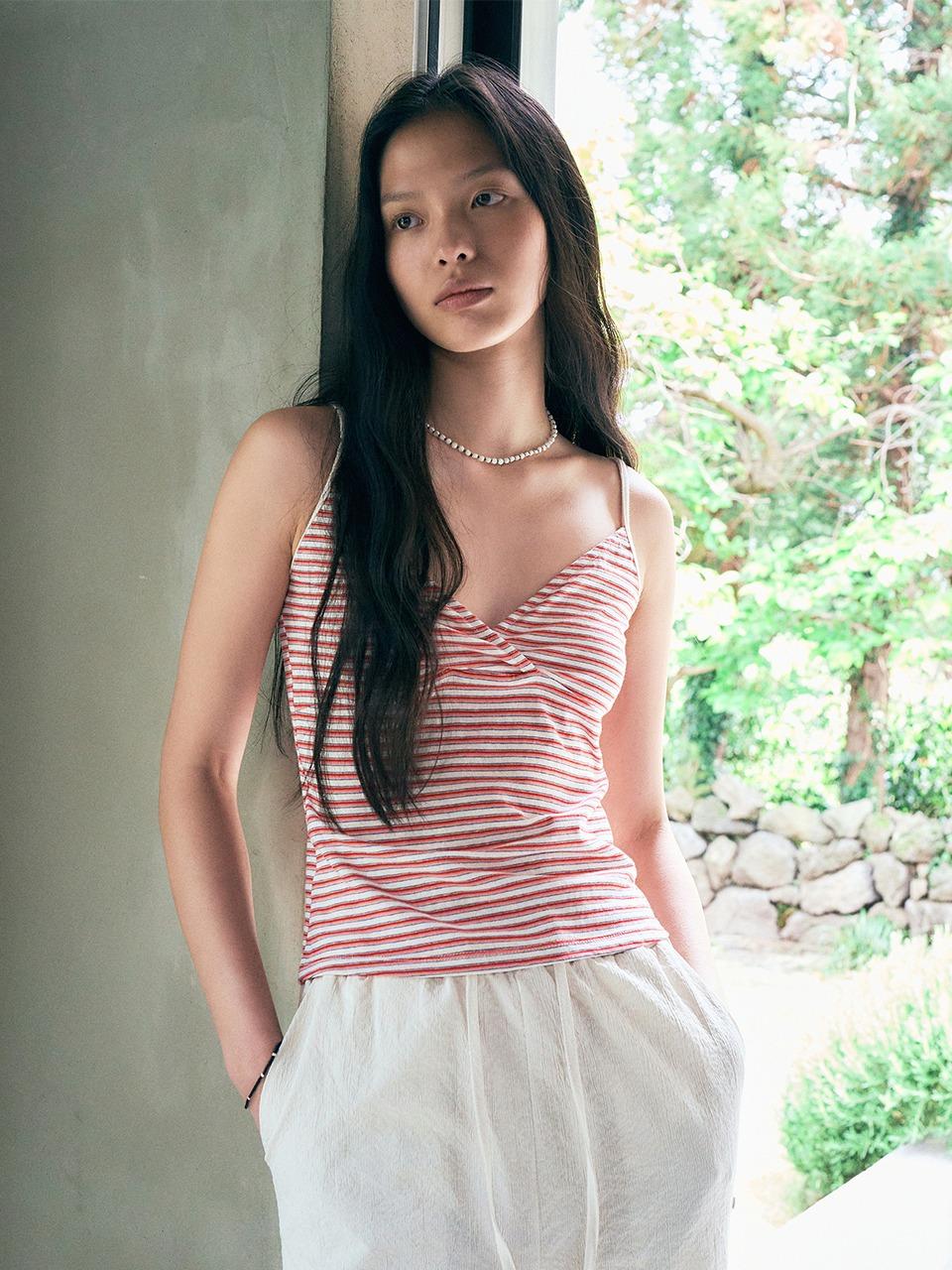 Stripe Sleeveless Top (Red)