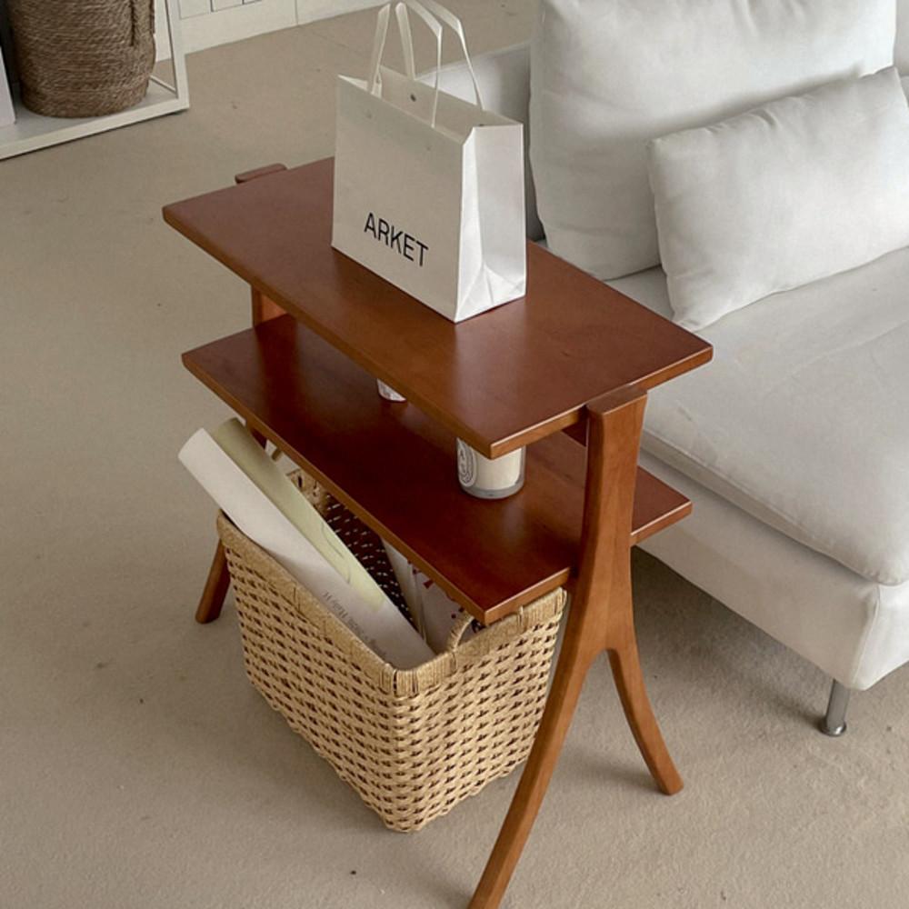 오브젠탈 LUC 앤틱 콘솔 빈티지 우드 헤링본 선반