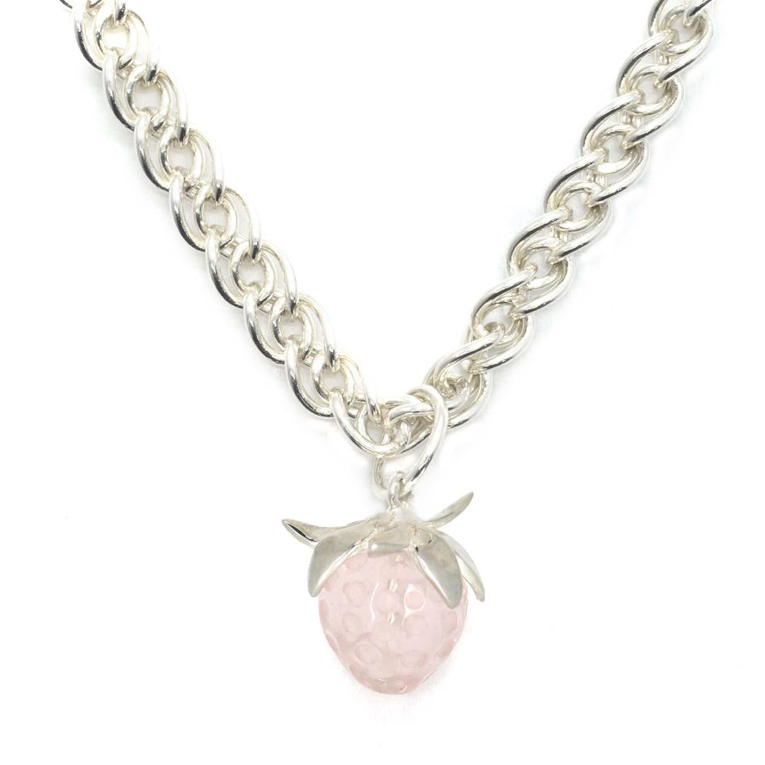 pink/clear strawberry bold necklace