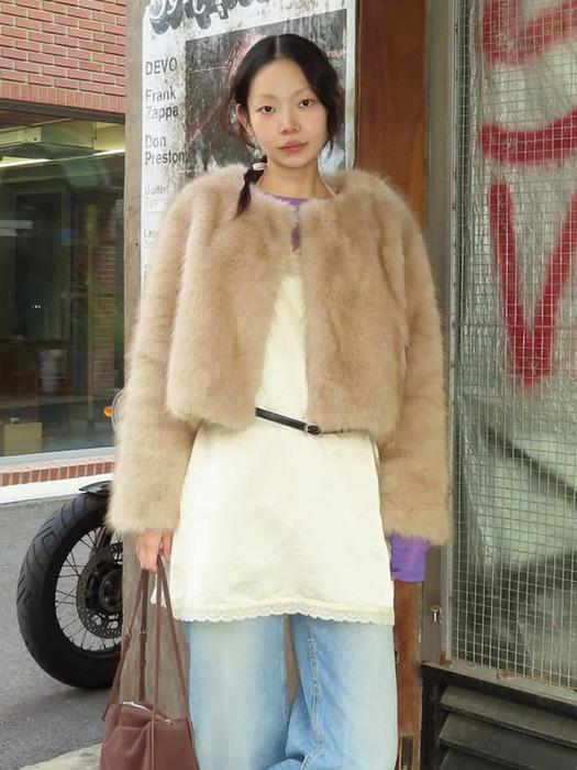 소프트 퍼 크롭 자켓 베이지 MDJK047BEIGE