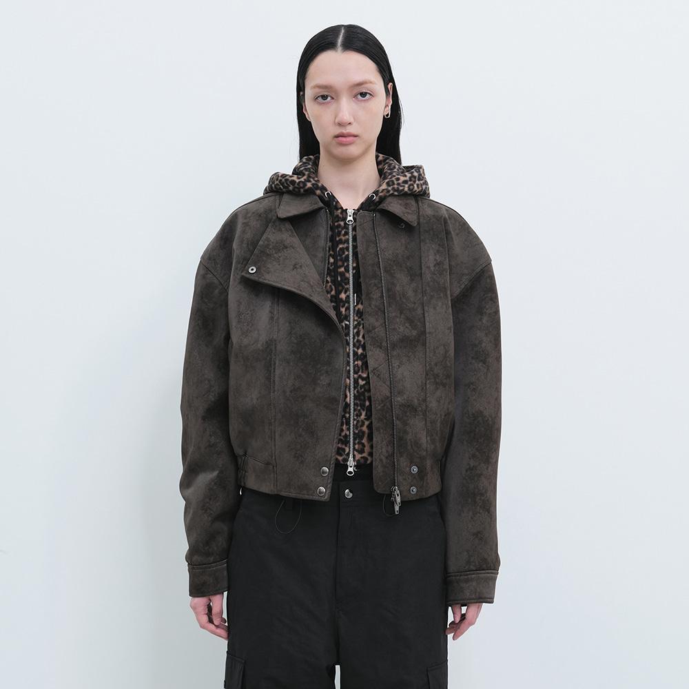 Faux Leather Jacket (Brown)