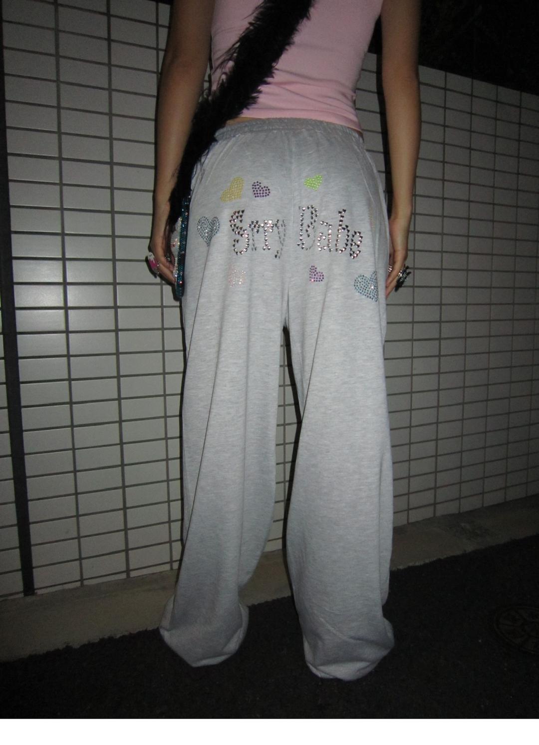 Love Heart Rivets Sweat Pants