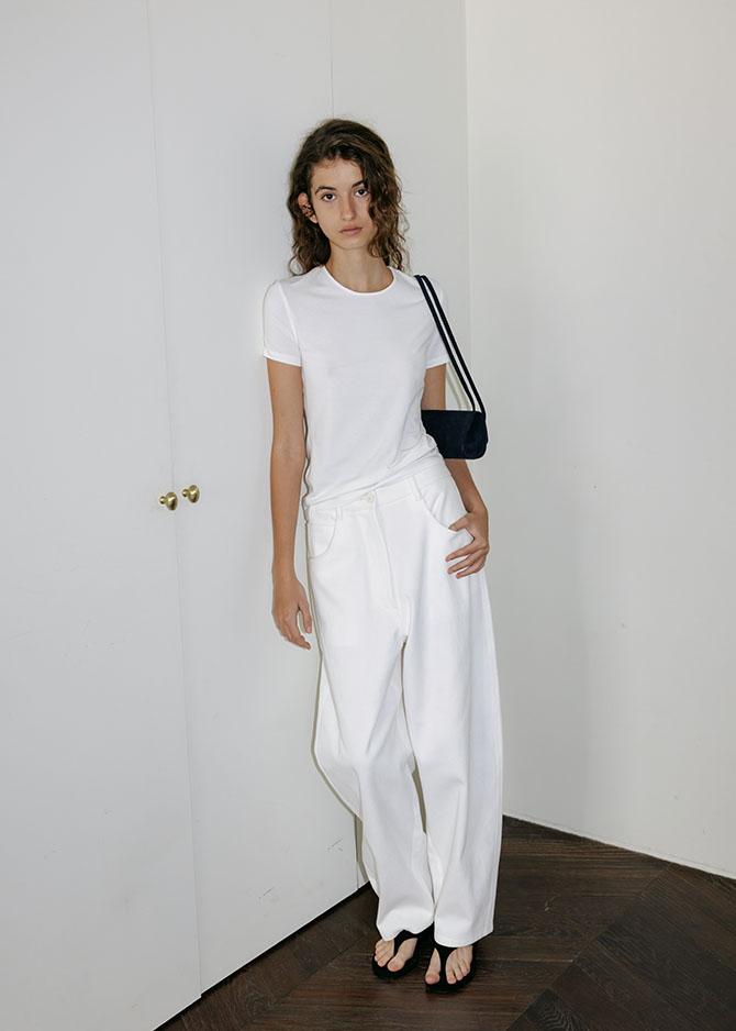 BASICO CURVED PANTS [WHITE, BLACK]