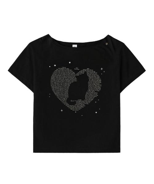 TYPE CAT OFF SHOULDER T SHIRTS BLACK