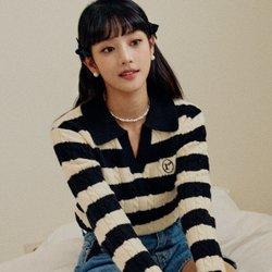 COLLAR STRIPE BOARDER KNIT WH+BK