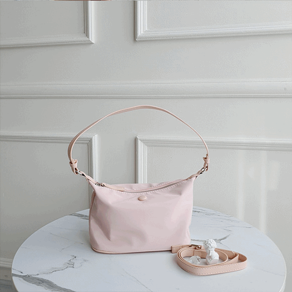 (실용적 스트랩 2개) 뉴 콩단추 미니 나일론 레더 스트랩 바스켓 크로스백 3컬러