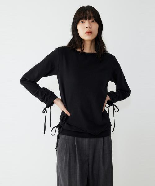 스트링 레이어드 롱슬리브 티셔츠_블랙 9105322117