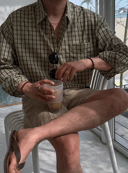 케냐 시어서커 체크셔츠