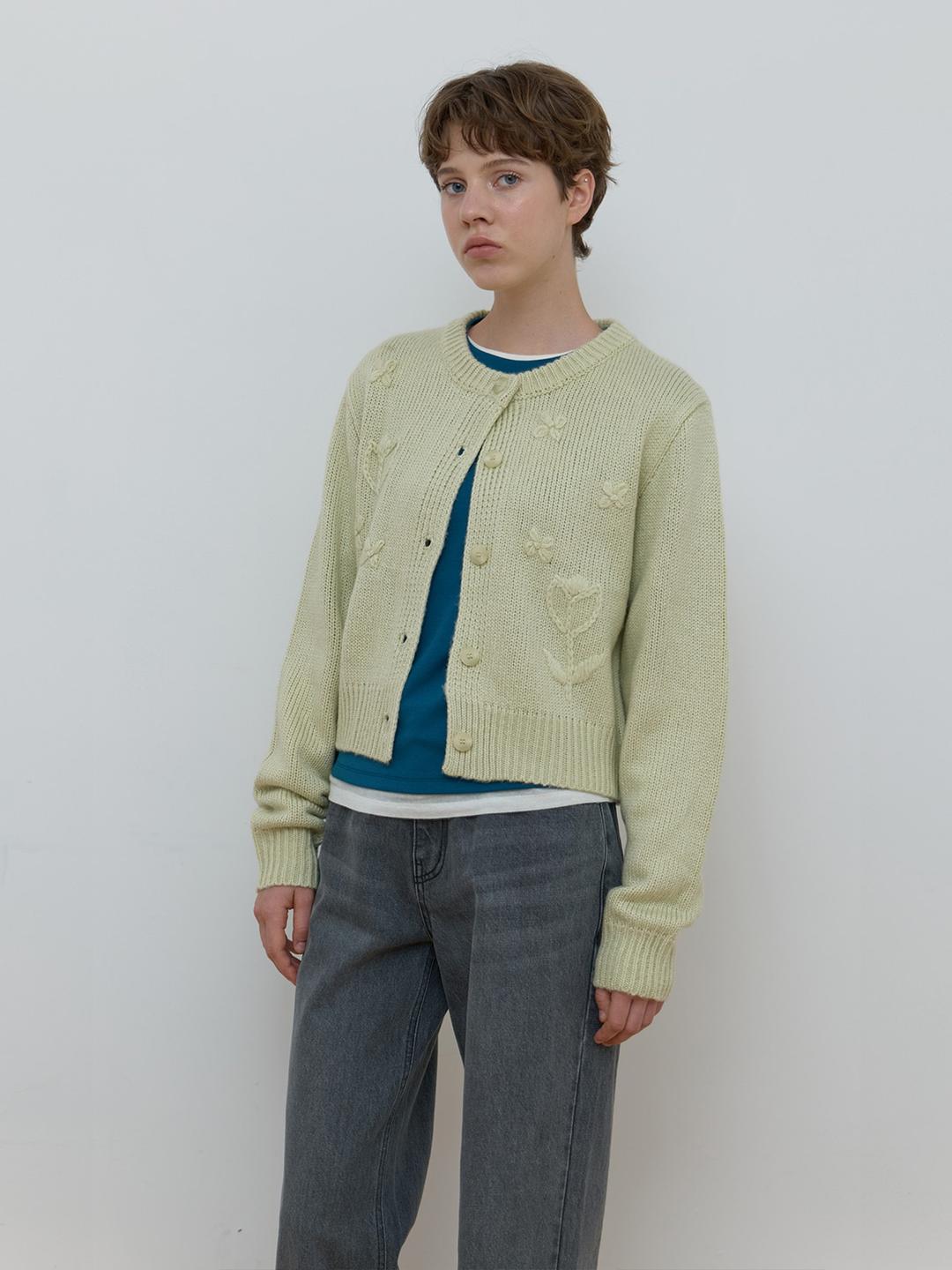 TULIP APPLIQUE CARDIGAN_MINT