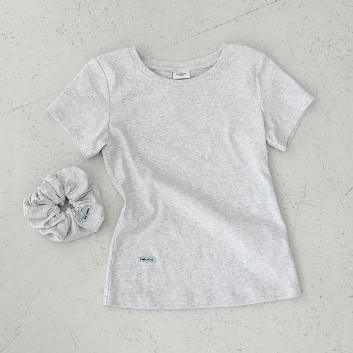 SCRUNCHIE SET SLIM FIT T SHIRT WHITE MELANGE