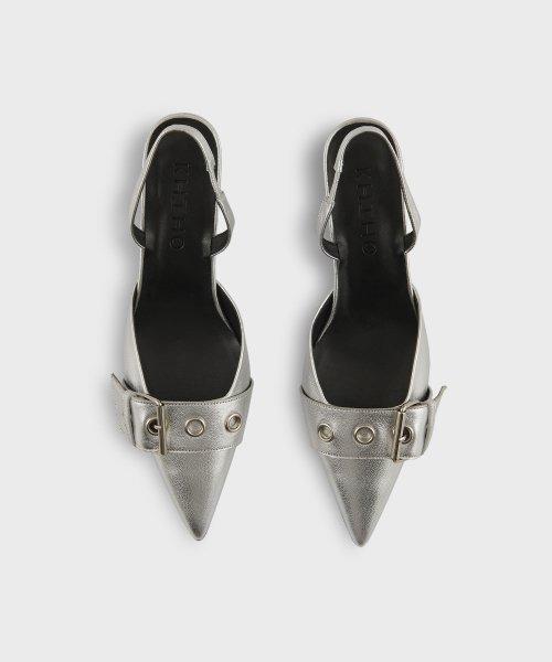 POINTED BUCKLE SLINGBACK SILVER