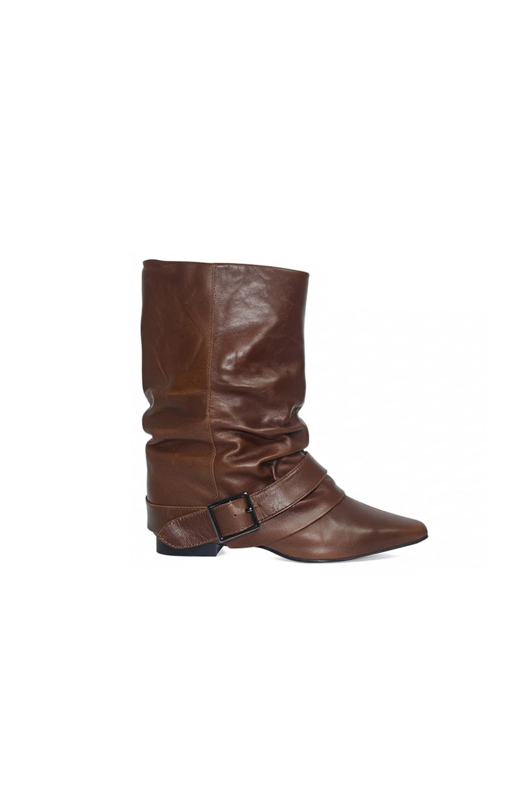 [PRE-ORDER] Hug Belt Cow Leather Boots *Walnut Brown