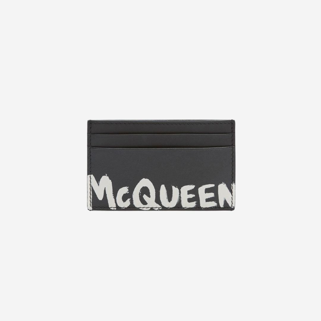 Alexander McQueen Graffiti Card Holder Calfskin Black