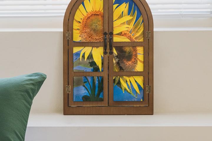 윈도우인더룸, 미드센츄리 해바라기 우드 원목 인테리어 액자 프레임 (단품)