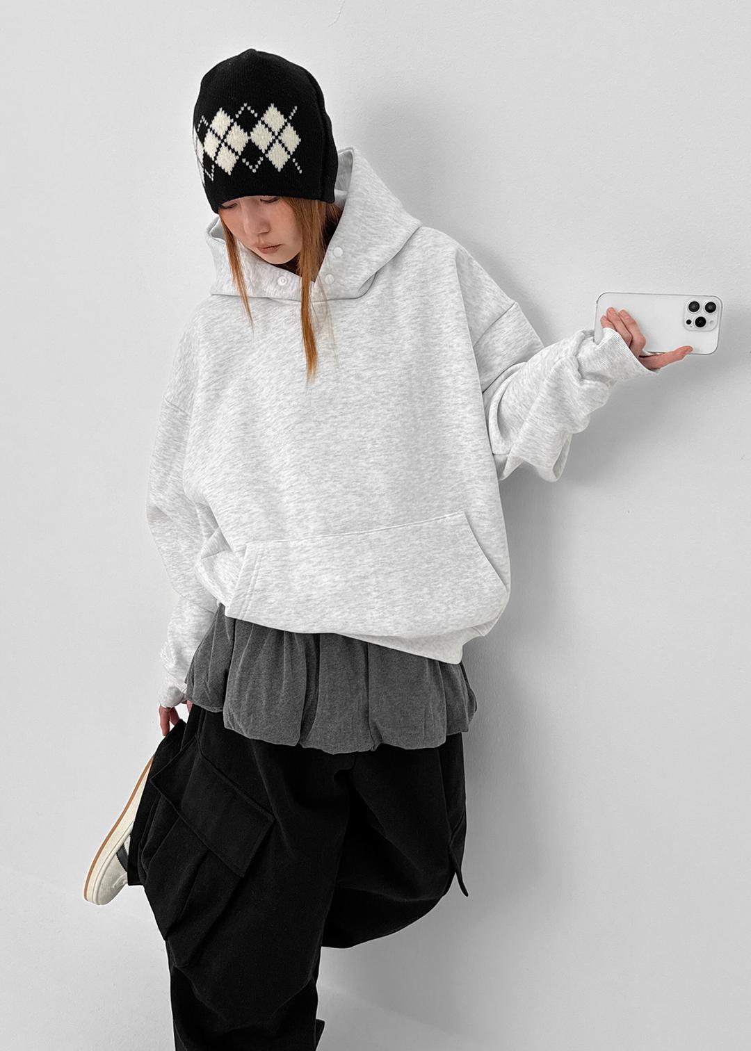 (UNISEX) 헷투 기모 버튼 후드티