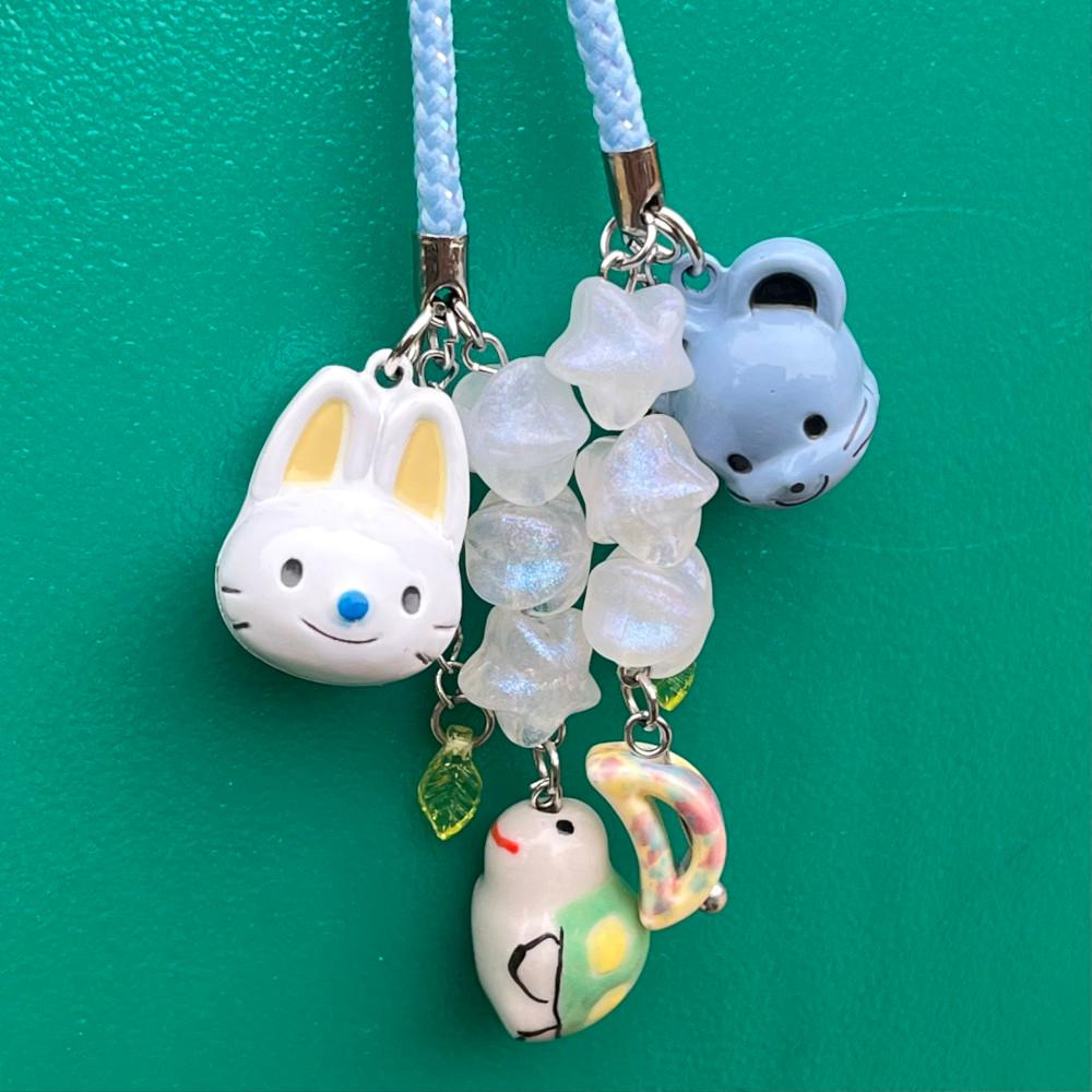 [방울 동물 키링] 동화 속 토끼 쥐 열쇠고리 마을엔