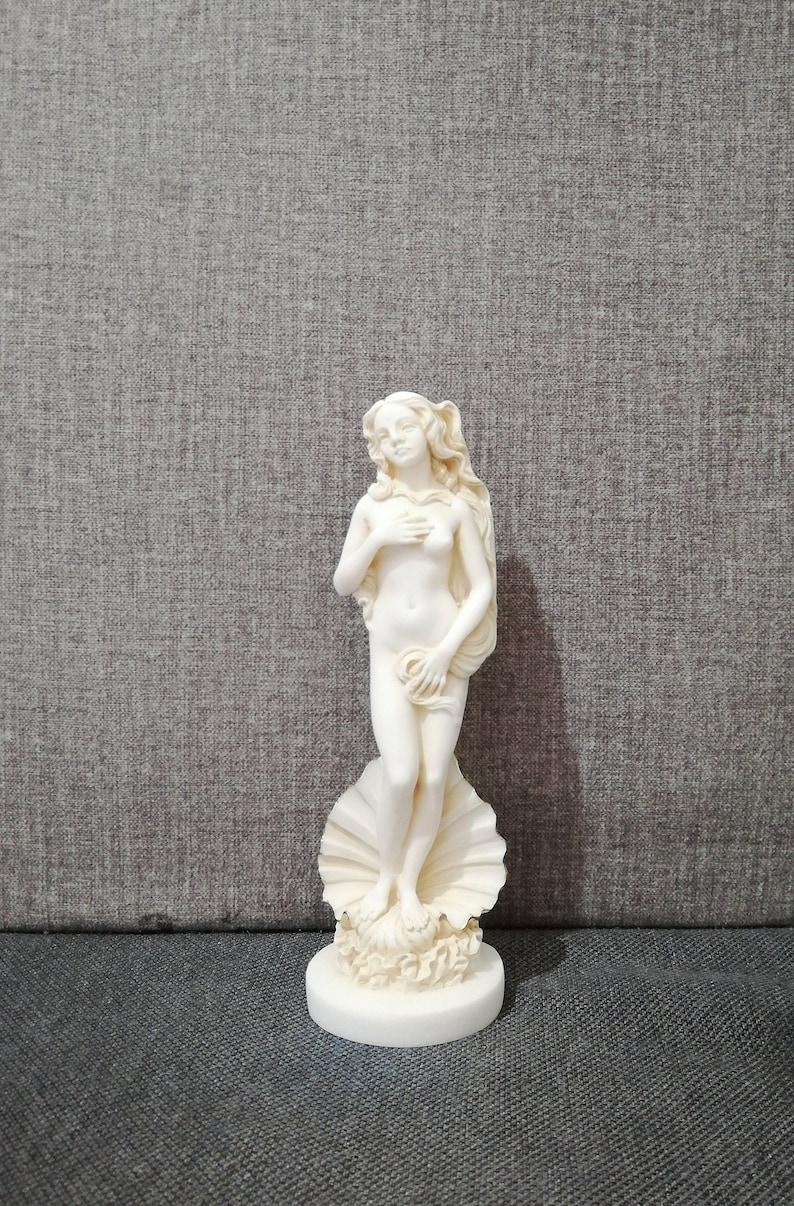 여신 아프로디테의 탄생 16.5CM - 6.5IN 아름다움의 그리스 여신 비너스 설화 석고 수제 조각 - 무료 추적 번호