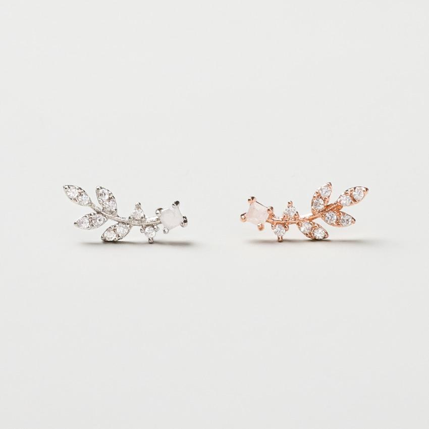 [주문폭주] 실버925 심플 데일리 월계수 큐빅 귀걸이