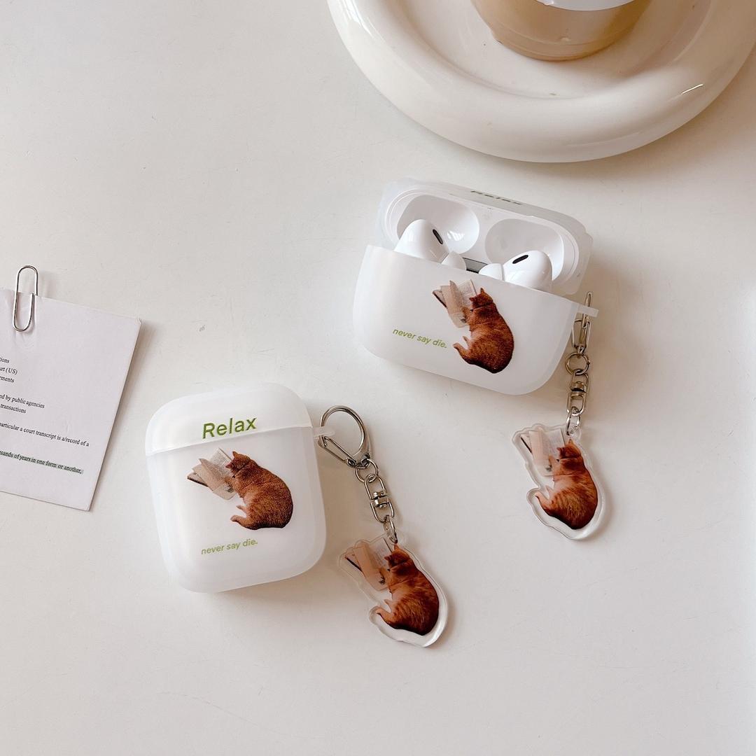 당일발송🚀키링증정 고양이 독서 반투명 매트 에어팟케이스 1세대 2세대 3세대 프로 프로2