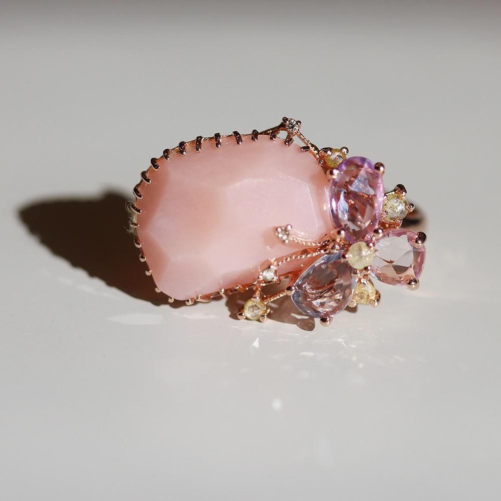 early blooming spring flower opal ring