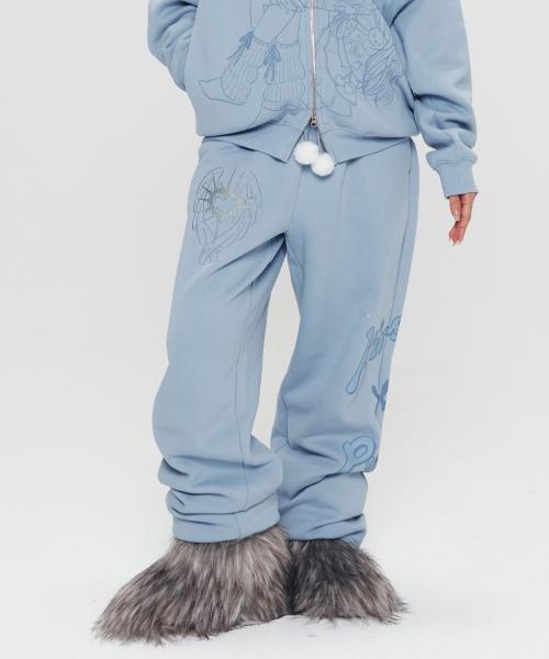 키르시 X 피투 그래픽 루즈핏 조거팬츠 [다크 블루]