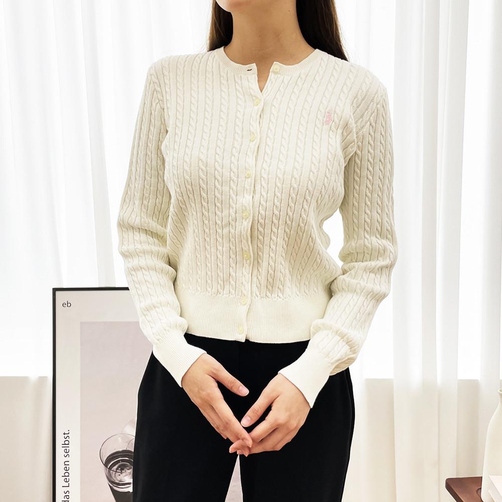 [당일출고] 폴로 걸즈 코튼 케이블 꽈배기 여자 가디건 L XL