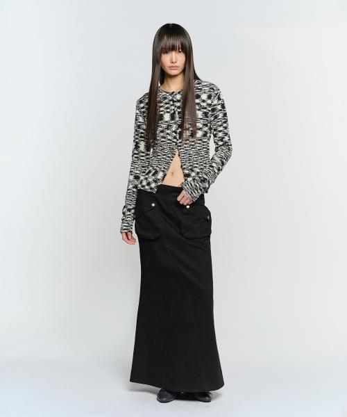 DOUBLE POCKET COTTON MAXI SKIRT, BLACK