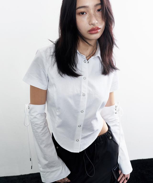 Eyelet armwarmer set Shirts (White)